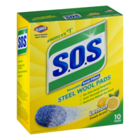 SOS Steel Wool Soap Pads Lemon 10CT Box
