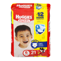 Huggies Snug and Dry Diapers Size 6 (Over 35LB) Jumbo Pack 21CT PKG