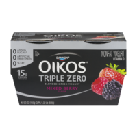 Dannon OIkos Triple Zero Blended Greek Yogurt Mixed Berry 4PK 5.3oz EA
