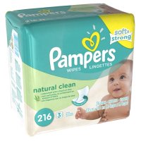 Pampers Baby Wipes Natural Clean Unscented Refill 216CT