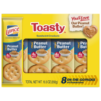 Lance Toasty Peanut Butter Crackers 1.29oz 8CT 10.3oz PKG