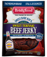 Bridgford Sweet Baby Rays's Beef Jerky Sweet Teriyaki 3.25oz PKG