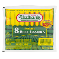 Nathan's Beef Franks Skinless 8CT 14oz PKG