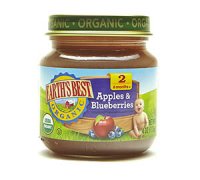 Earth's Best Organic Baby Food 2nd Apples and Blueberries 4oz. Jar