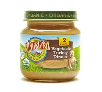Earth's Best Organic Baby Food 2nd Vegetable Turkey Dinner 4oz. Jar