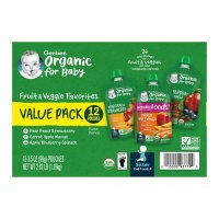 Gerber 2nd Organic Fruit & Veggie Pouches Variety Pk 12CT 31.5oz Box