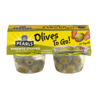 Pearls Olives To Go! Pimiento Stuffed Spanish Green Olives 4CT 6.4oz