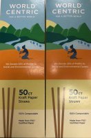 World Centric 100% Compostable Kraft Paper Straws 50CT product image