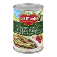 Del Monte French Style Green Beans with Onions, Red Pepper & Garlic 14.5oz Can