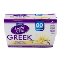 Dannon Light & Fit Greek Nonfat Yogurt Vanilla 5.3oz EA 4PK