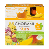 Chobani Tots Greek Yogurt Banana + Pumpkin/Mango + Spinach 4CT 3.5oz Pouches