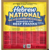 Hebrew National Beef Franks Reduced Fat 6CT 9.43oz PKG product image
